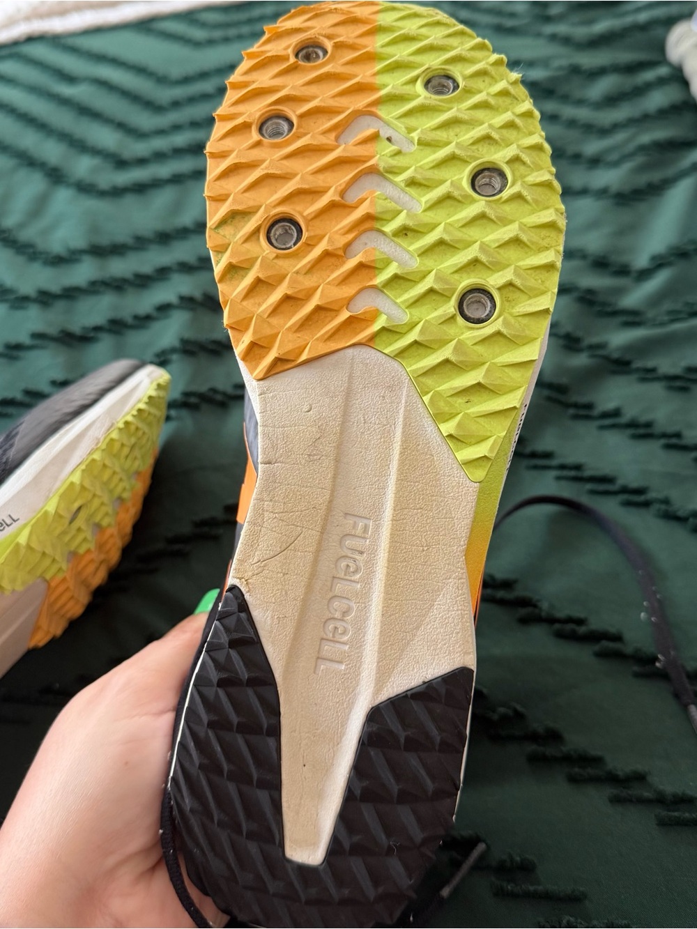 New Balance Black Track Spikes with Neon Orange and Neon Green Accents - Picture 4 of 4